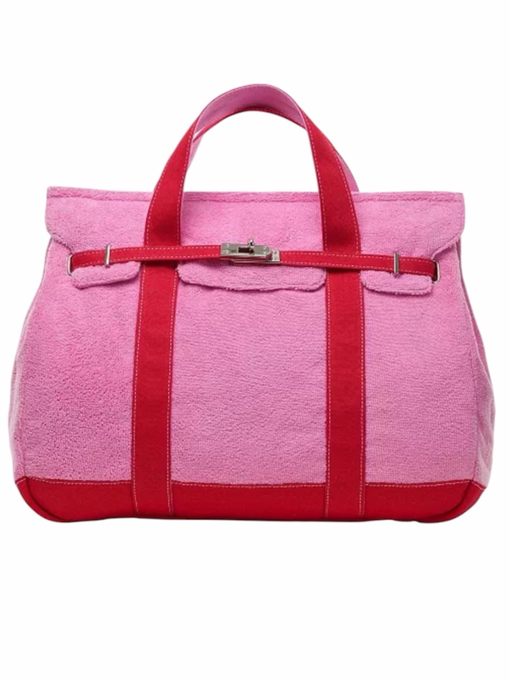 🦋Sunwin Pink & Red Terry Cloth Boatkin
Tote Bag Turn Lock Closure
Designer Style